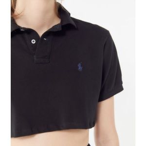 Cropped black vintage polo shirt